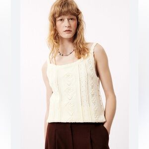 NWT FRNCH Paris Creme Knit Top Sleeveless Sz Large